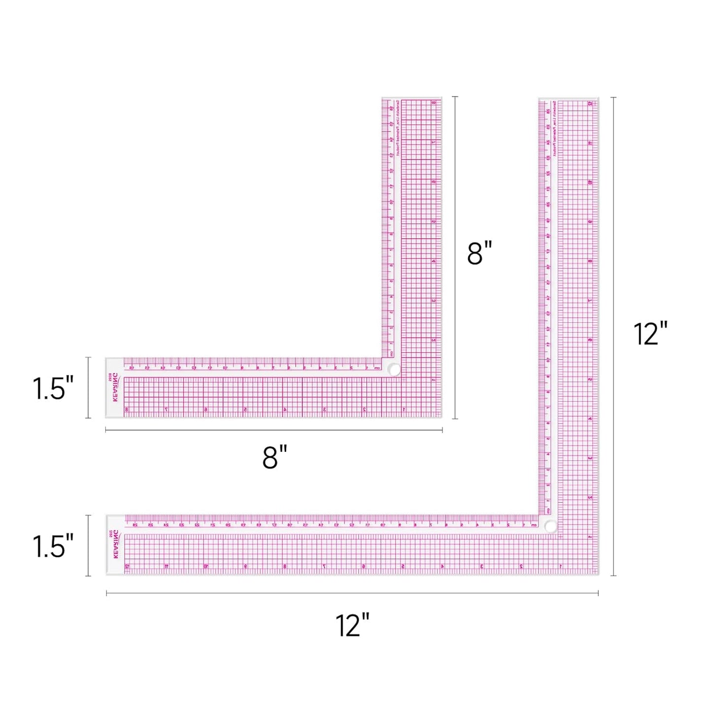 UK Plastic L Square Ruler, Clear Framing Square Ruler - Imperial and Metric Markings