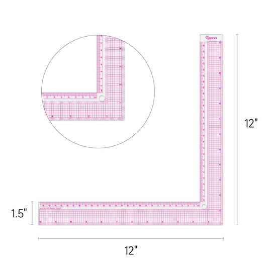 UK Plastic L Square Ruler, Clear Framing Square Ruler - Imperial and Metric Markings