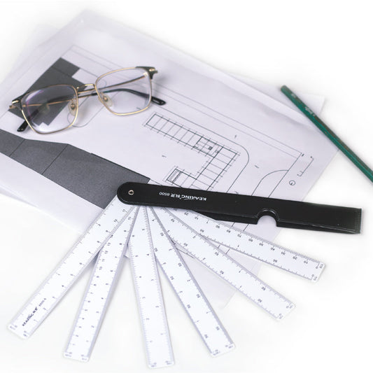 UK Fan-Shaped Plastic Scale Ruler – Multi-Scale Drafting & Measuring Tool