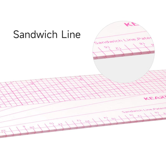 UK Pattern Grading Sewing Ruler, Dual Imperial and Metric Markings