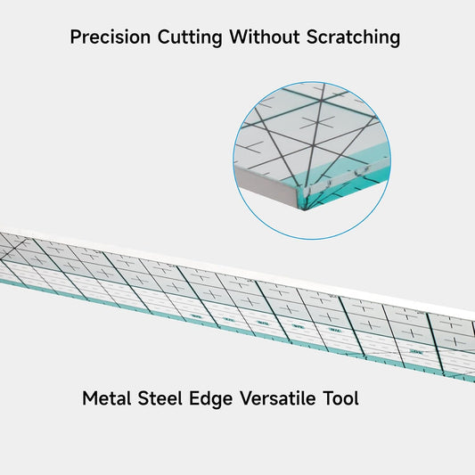 UK Kearing Quilting Ruler with Metal Edge – Non-Slip Acrylic Sewing Ruler for Fabric Cutting, 12", 18" or 24"