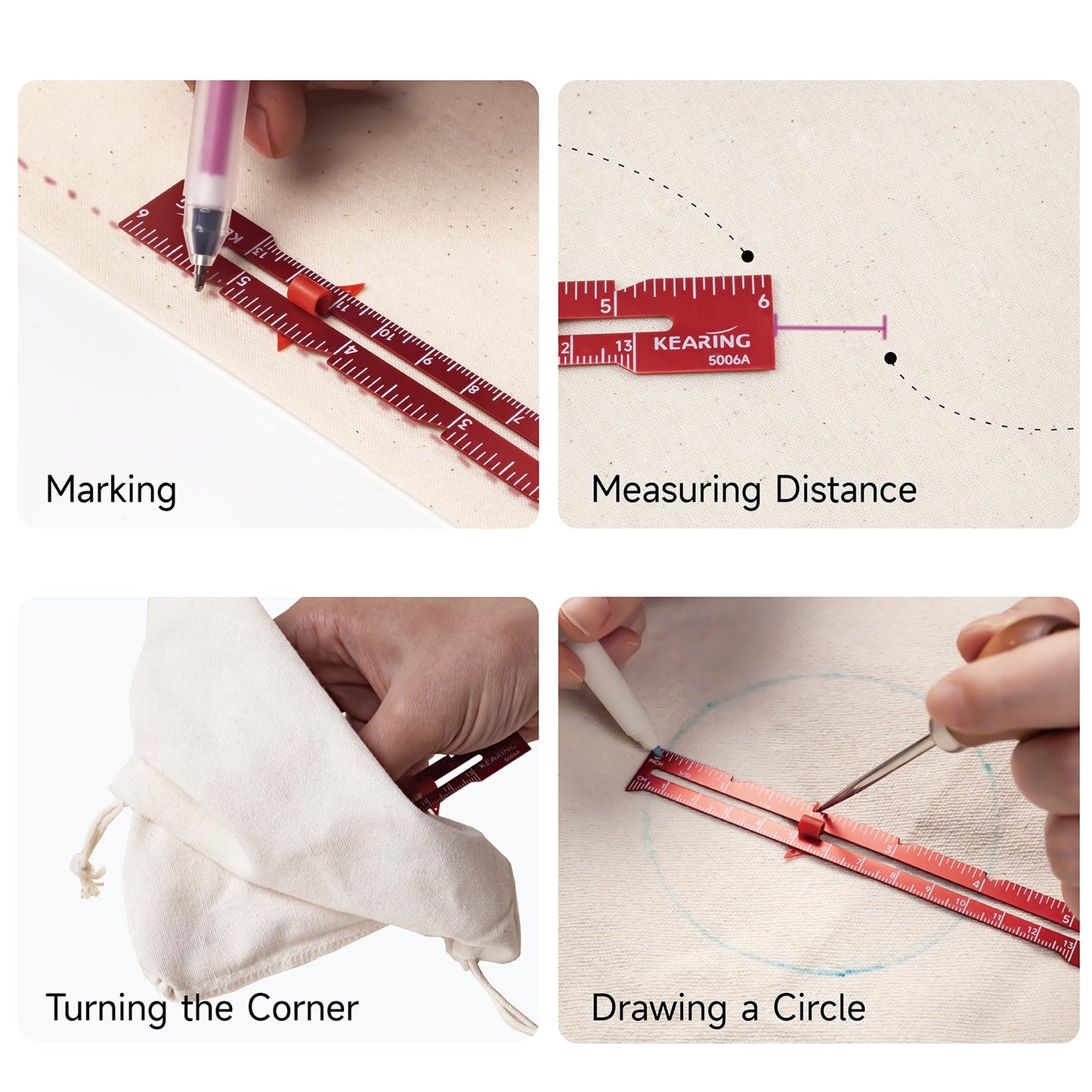 UK Sliding Marker Sewing Gauge for Hems, Tucks, Pleats, Buttonholes - 6" or 7"