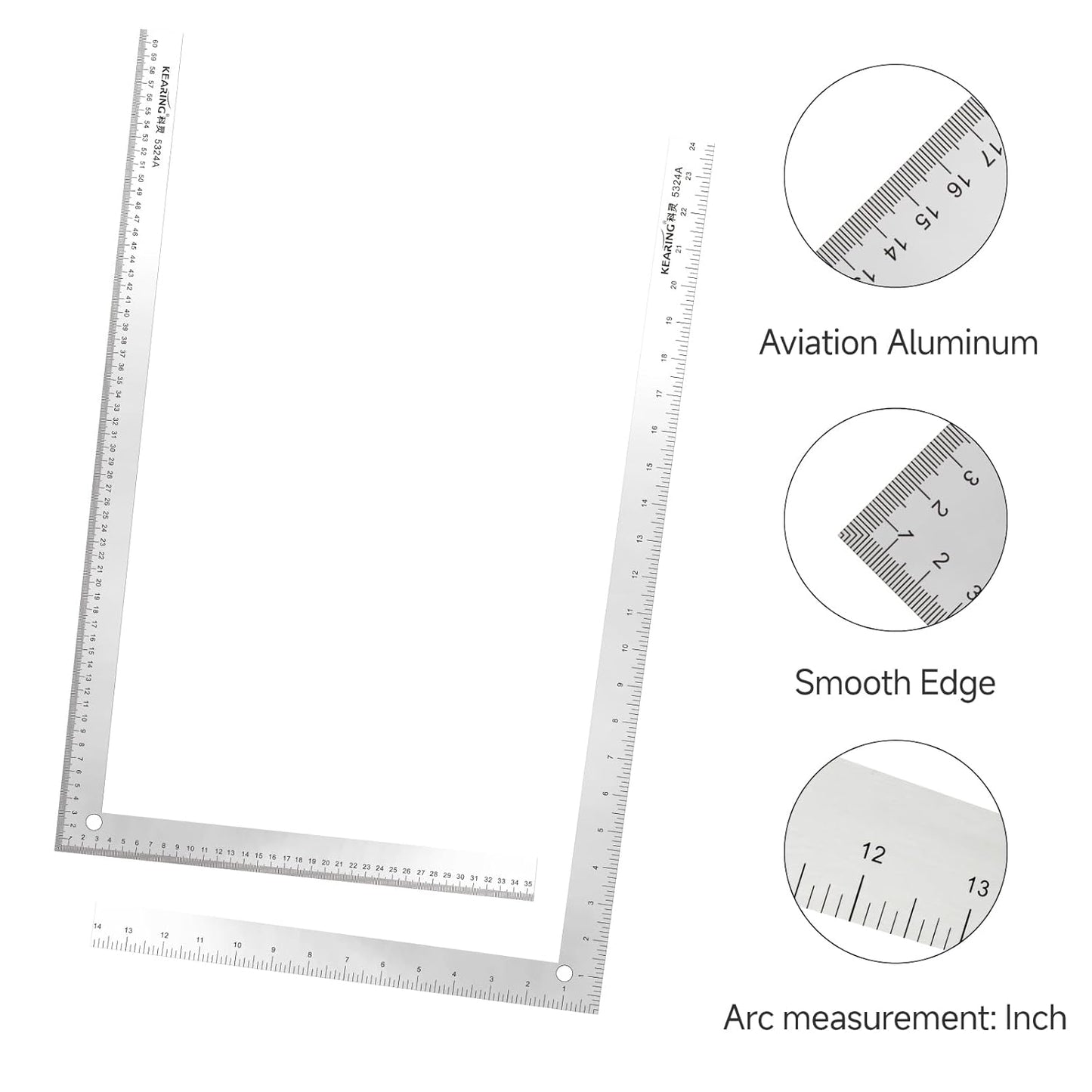 UK Double Sided L Square Ruler, Aviation Aluminum Ruler