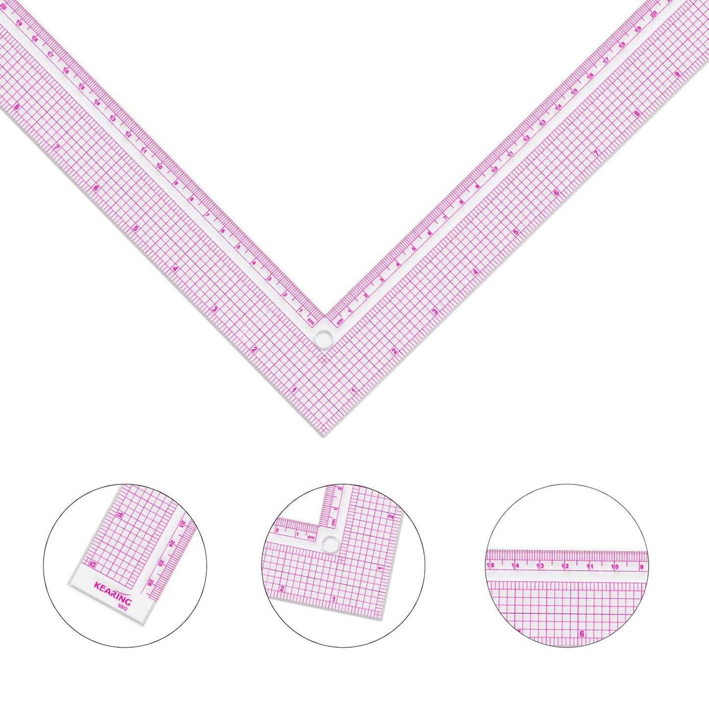UK  Plastic L Square Ruler, Clear Framing Square Ruler - Imperial and Metric Markings