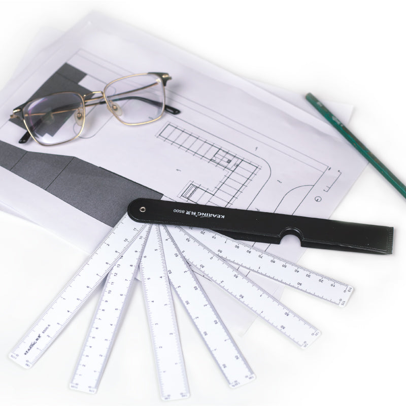 UK Fan-Shaped Plastic Scale Ruler – Multi-Scale Drafting & Measuring Tool