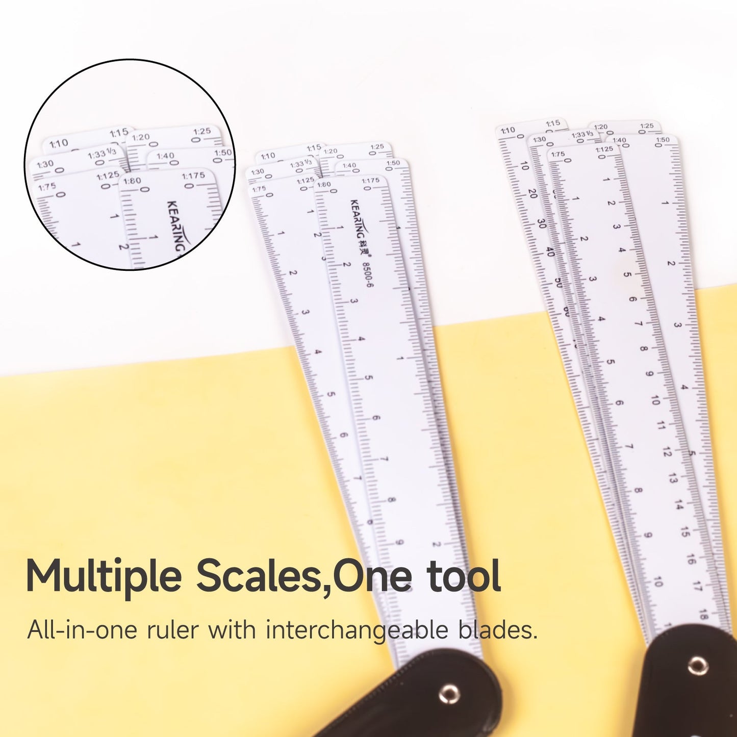 UK Fan-Shaped Plastic Scale Ruler – Multi-Scale Drafting & Measuring Tool