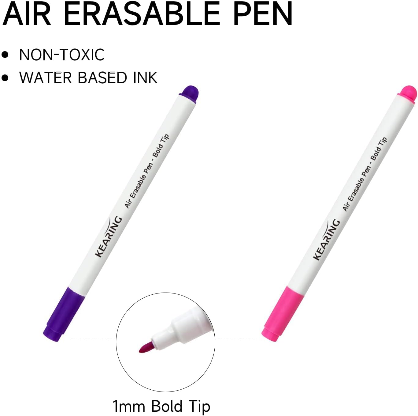 UK Air Erasable Pen Set for Fabric Pink or Violet, 12 Pack
