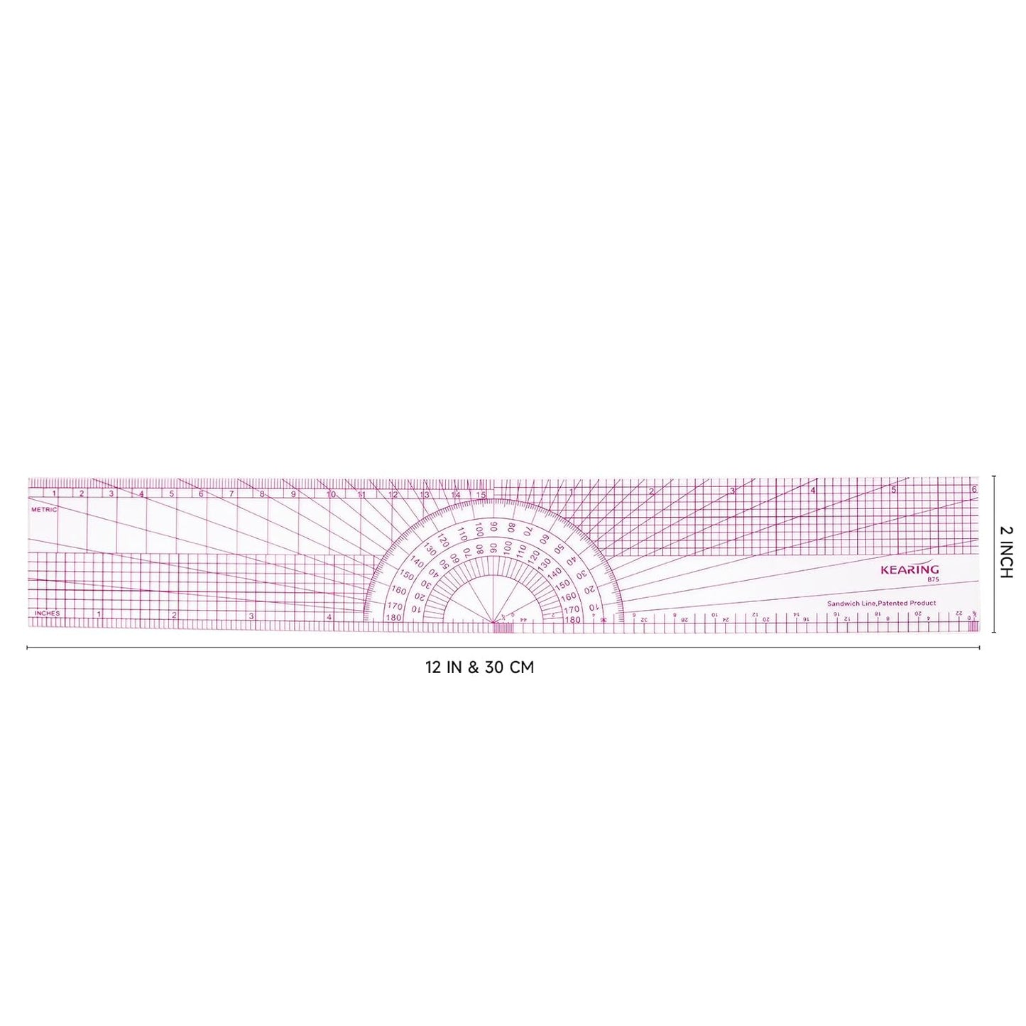 UK Pattern Grading Sewing Ruler, Dual Imperial and Metric Markings