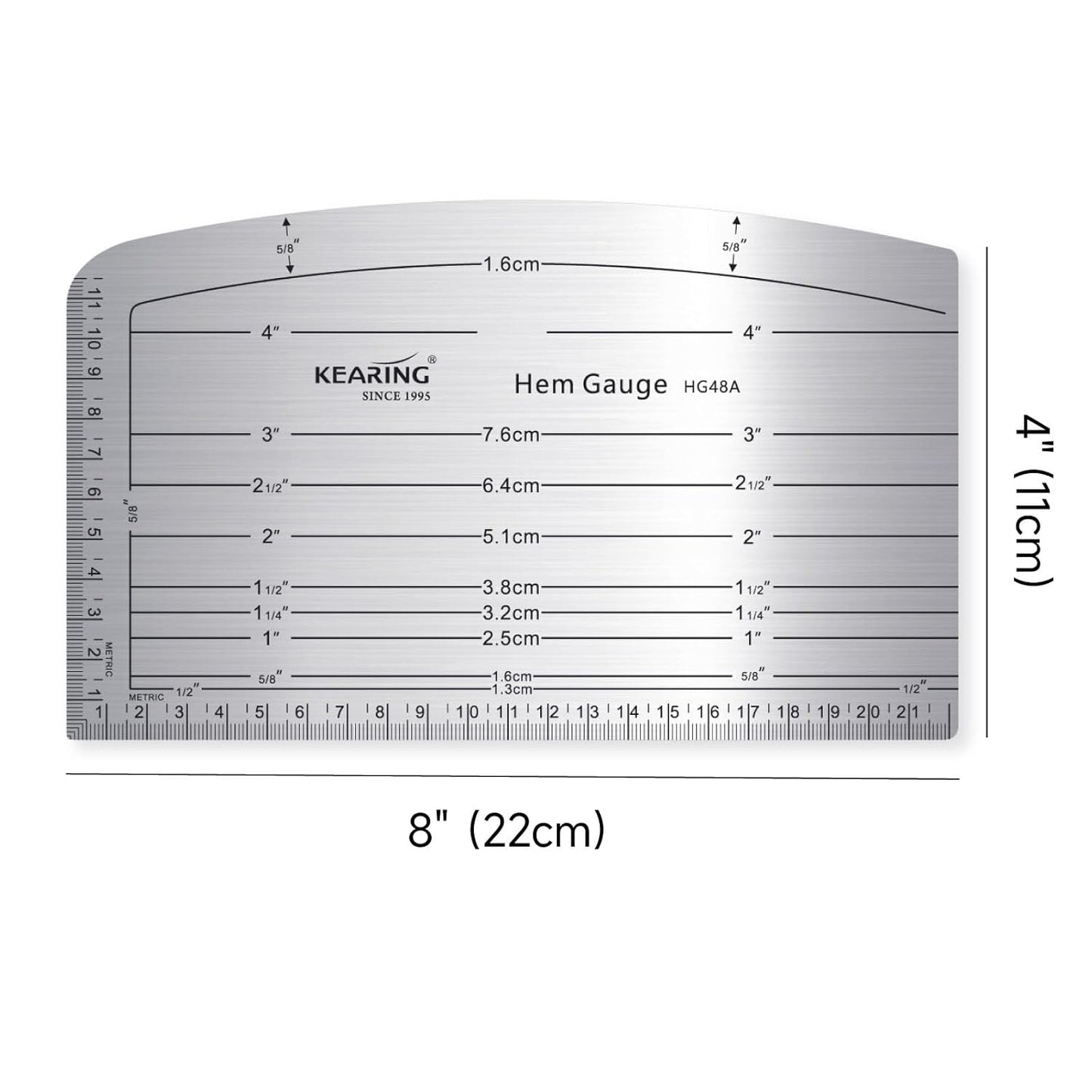 UK Aviation Aluminum Hot Hem Gauge, Hot Iron Ruler, Hot Press for Sewing Patterns