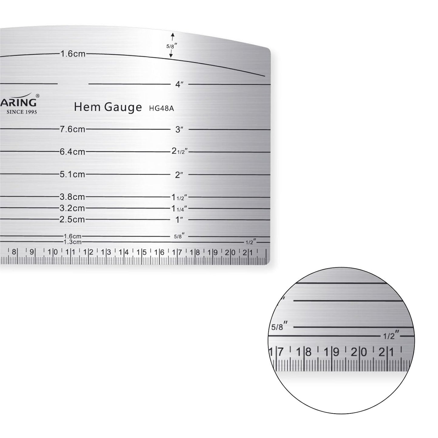 UK Aviation Aluminum Hot Hem Gauge, Hot Iron Ruler, Hot Press for Sewing Patterns