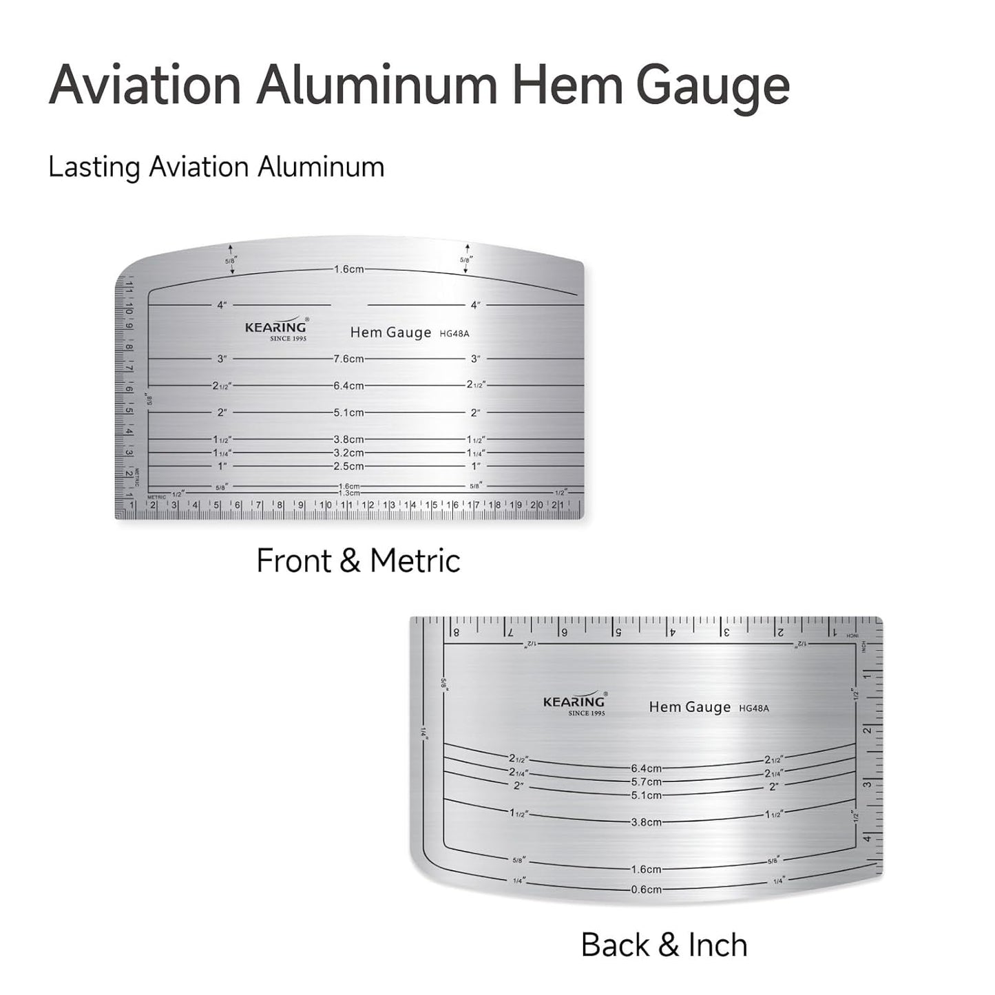 UK Aviation Aluminum Hot Hem Gauge, Hot Iron Ruler, Hot Press for Sewing Patterns