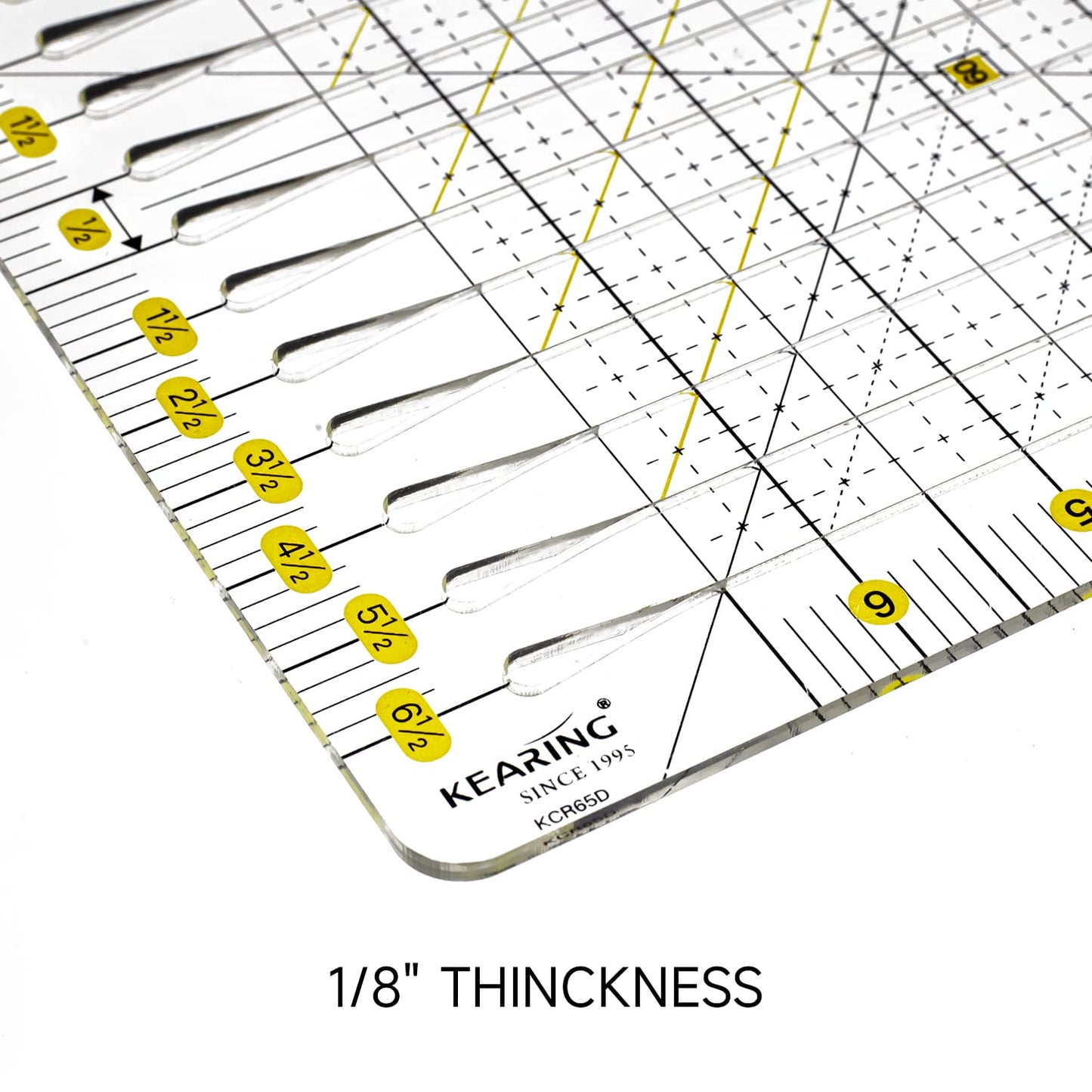 UK Large Slotted Quilting Ruler, Non-Slip Stripology Acrylic Ruler, 6.5" or 18.5"