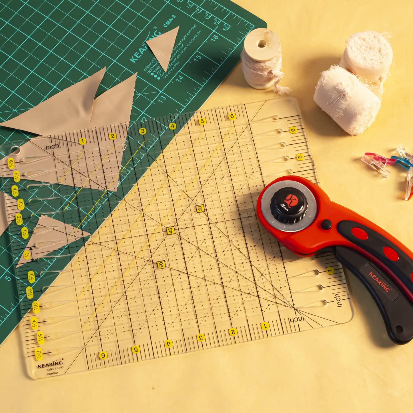 UK Large Slotted Quilting Ruler, Non-Slip Stripology Acrylic Ruler, 6.5" or 18.5"