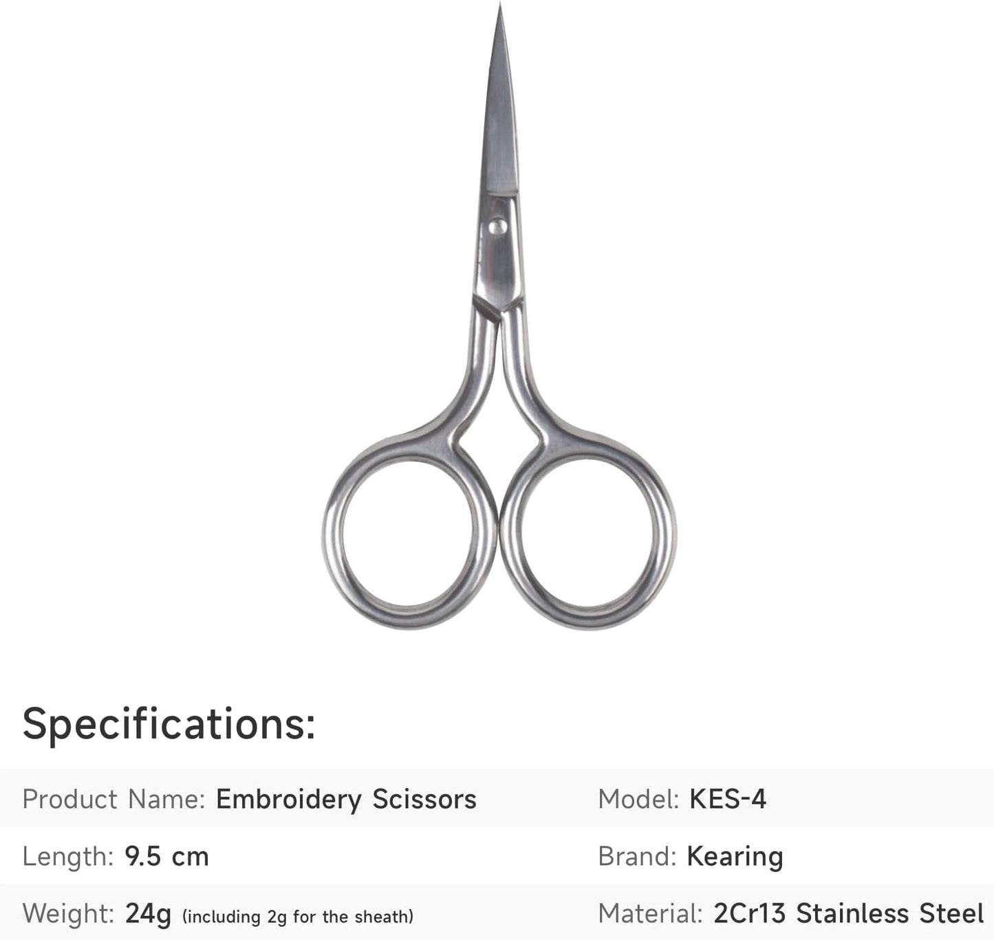 4-Inch Precision Embroidery Scissors with Blade Cover – Stainless Steel Sharp Tip Detail Shears