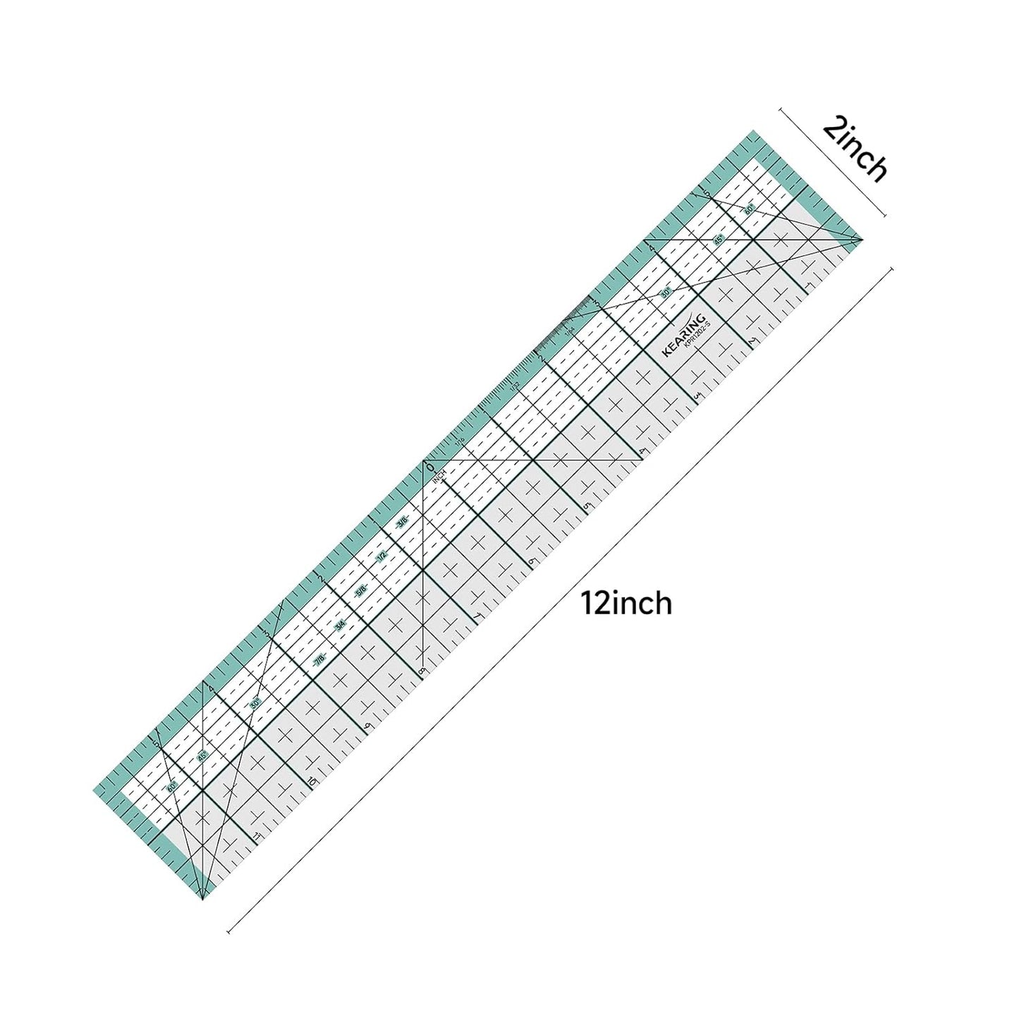 UK Kearing Quilting Ruler with Metal Edge – Non-Slip Acrylic Sewing Ruler for Fabric Cutting, 12", 18" or 24"