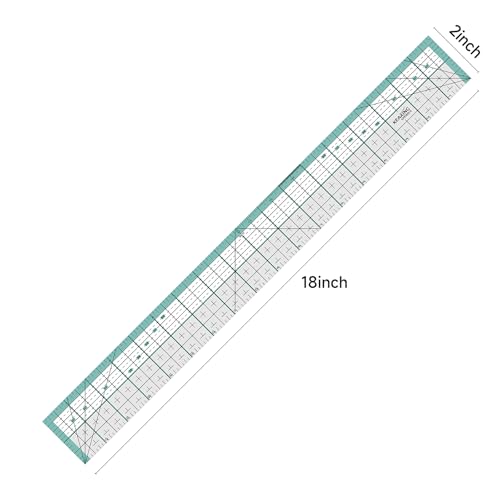UK Kearing Quilting Ruler with Metal Edge – Non-Slip Acrylic Sewing Ruler for Fabric Cutting, 12", 18" or 24"