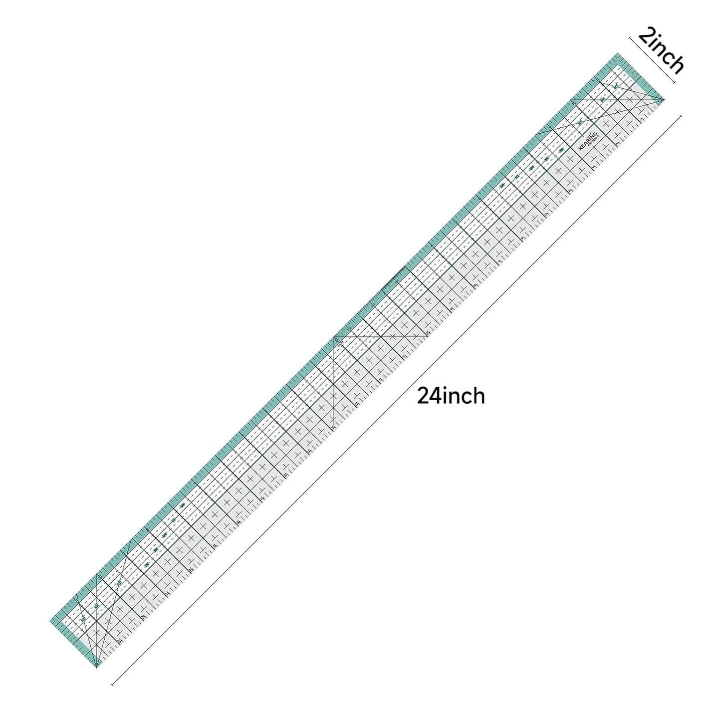 UK Kearing Quilting Ruler with Metal Edge – Non-Slip Acrylic Sewing Ruler for Fabric Cutting, 12", 18" or 24"