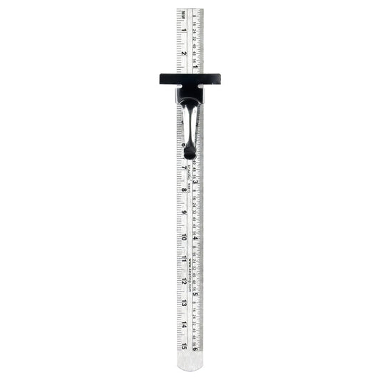 UK Pocket Ruler Stainless Steel & Detachable Clips, Double Side, Imperial & Metric