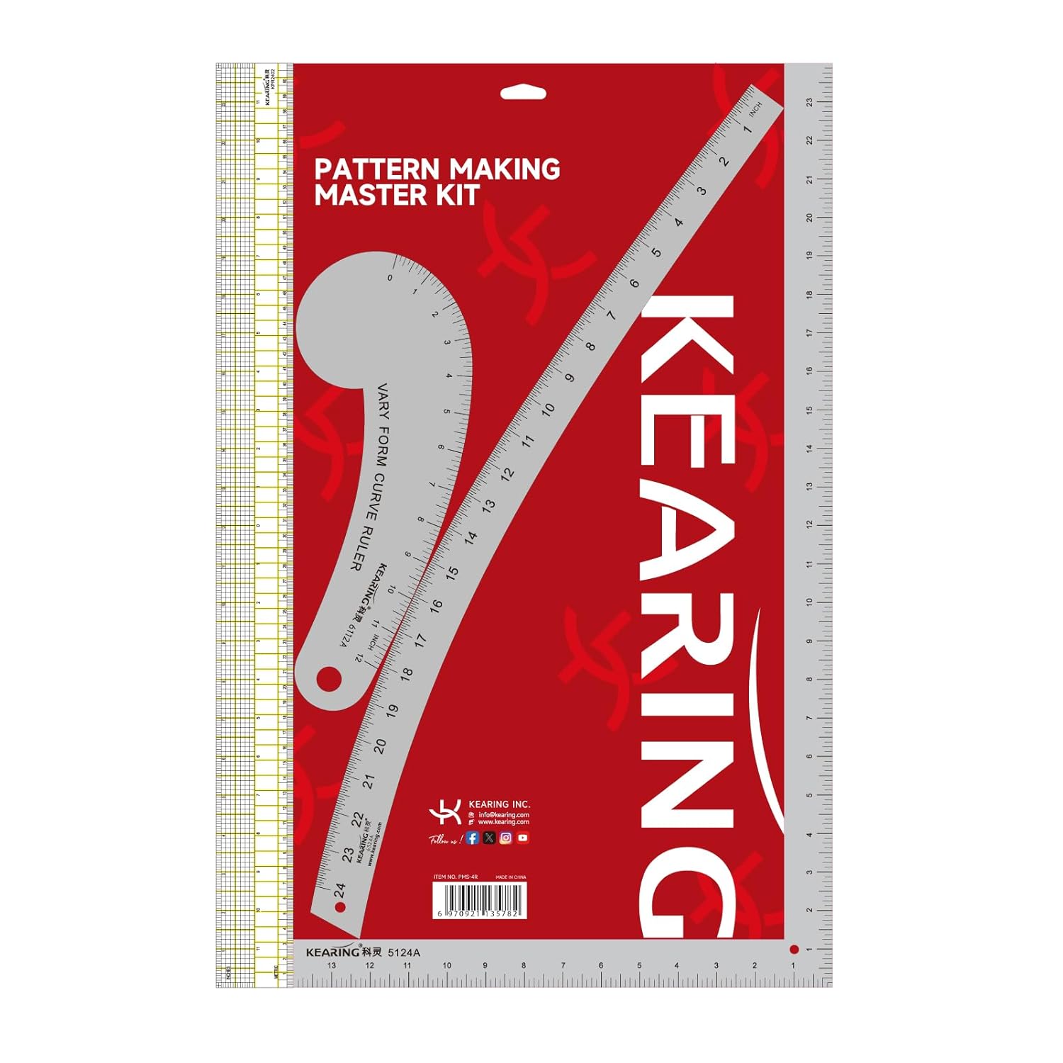 UK 2 Curve Rulers, L-Square and Quilting Ruler 4 Piece Set for Pattern ...