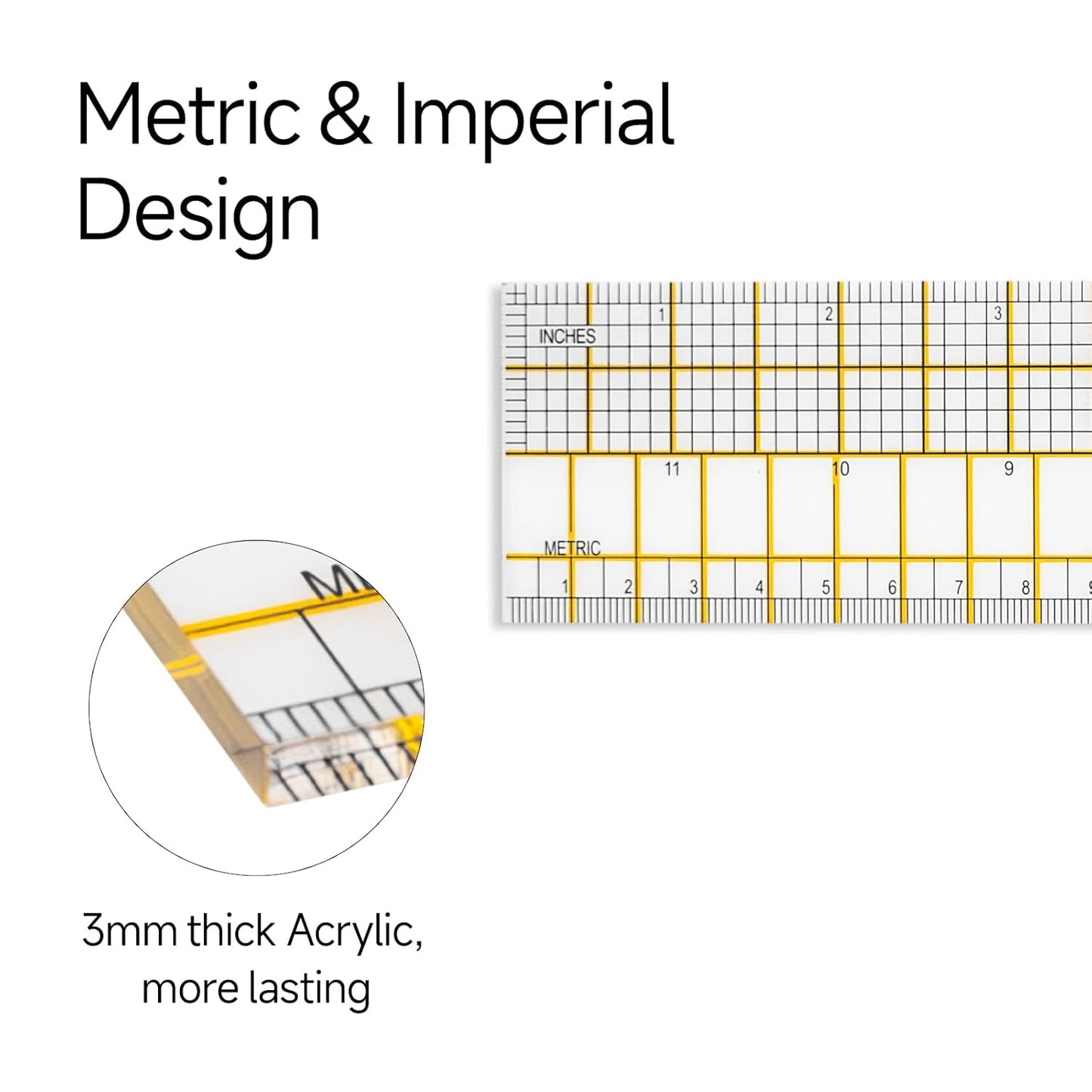 2 Curve Rulers, L-Square and Quilting Ruler 4 Piece Set for Pattern Making
